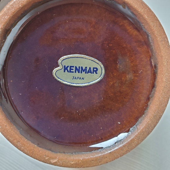 VTG Kenmar Japan Small Brown Drip Shiny Glaze Decorative Pitcher Art Pot… - Picture 2 of 8